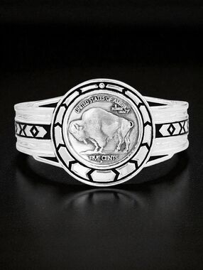 Montana Silversmiths Bracelet Buffalo Plains Nickel Cuff‎ Retail $95 - NEW!